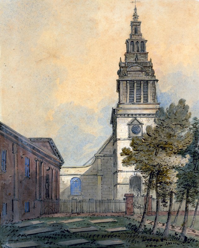 Christchurch, Newgate Street, Londra (kağıt üzerinde wc) by English School