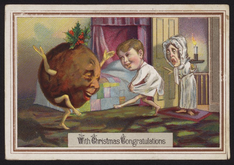 Dans eden Noel pudingi (chromolitho) by English School