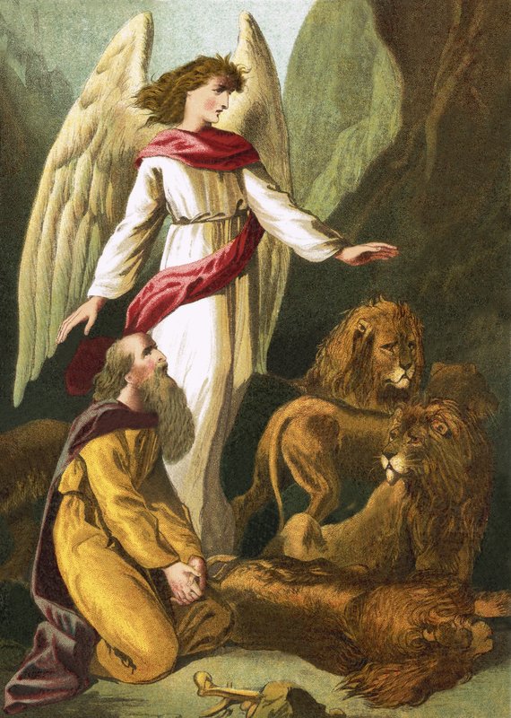 Daniel in the den of lions by English School