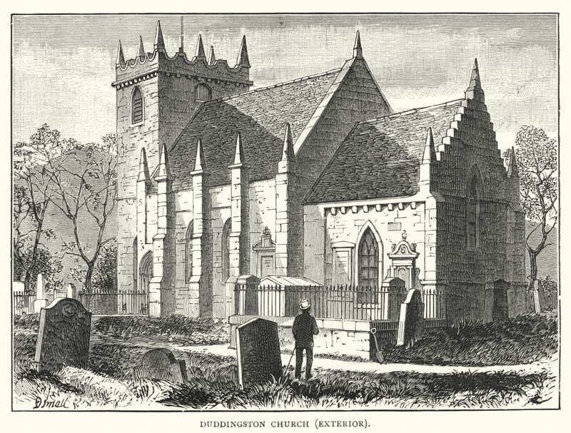 Duddingston Kilisesi, Dış (gravür) by English School