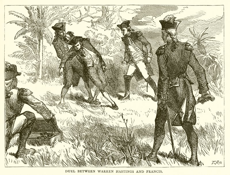 Warren Hastings ve Francis arasındaki düello by English School