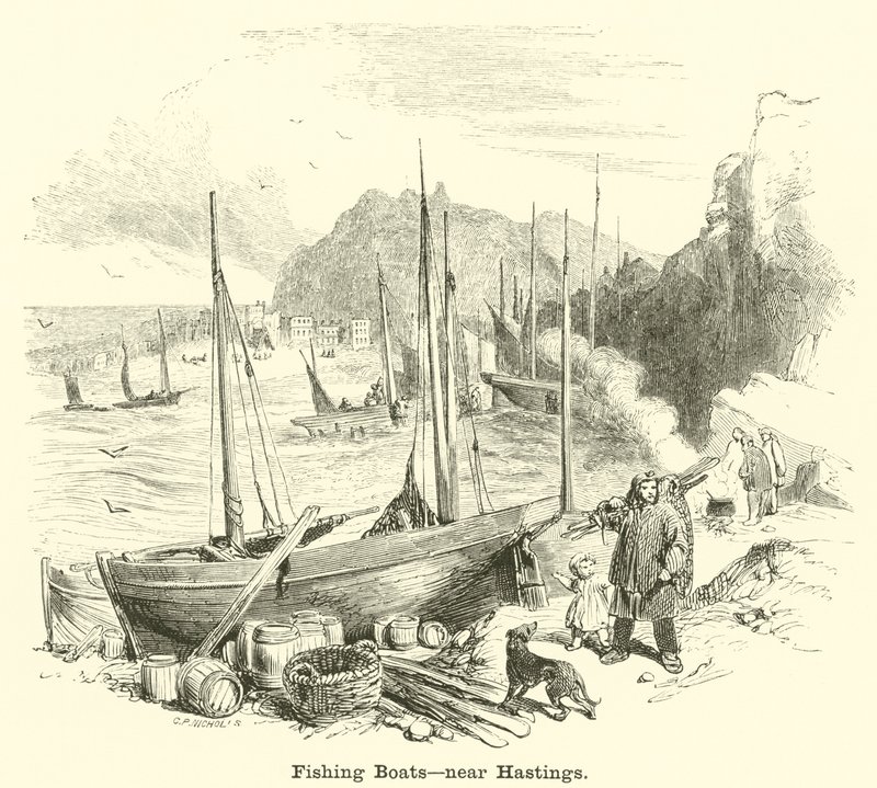 Hastings yakınlarında balıkçı tekneleri by English School
