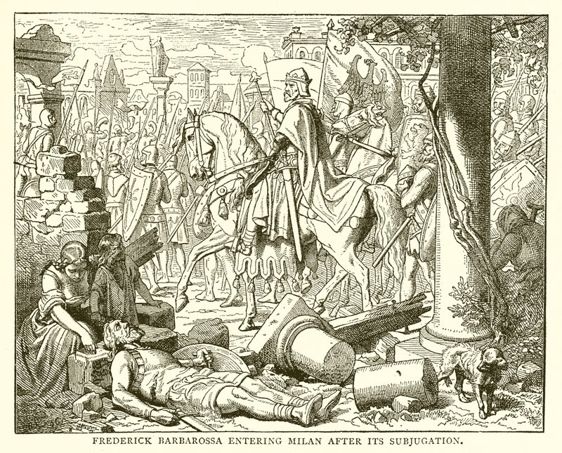 Frederick Barbarossa, boyun eğdirildikten sonra Milano'ya giriyor by English School