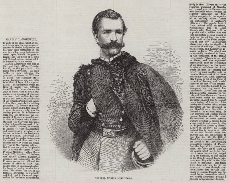General Marian Langiewicz (gravür) by English School