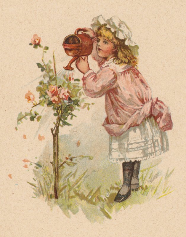 Kız sulama gülleri (chromolitho) by English School