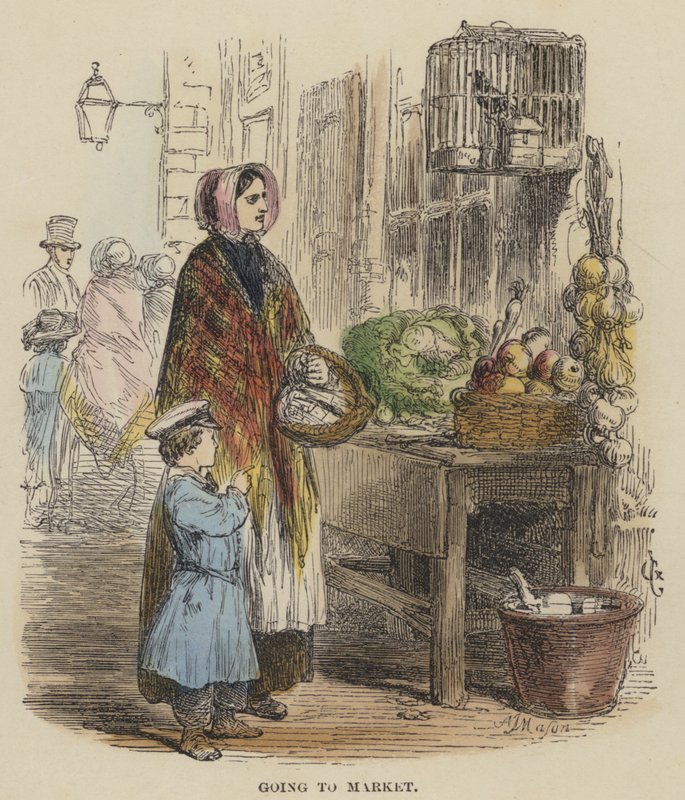 Pazara Gitmek (renkli gravür) by English School