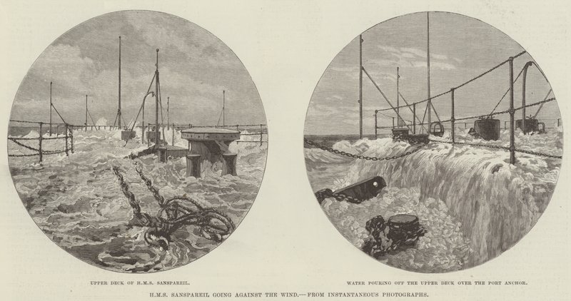 HMS Sanspareil Rüzgara Karşı Gidiyor (gravür) by English School