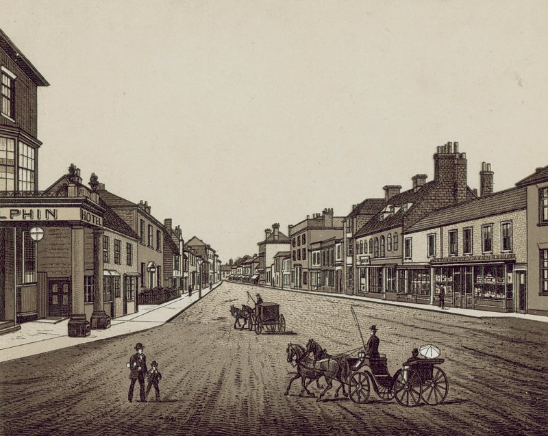 High Street, Petersfield (litho) by English School
