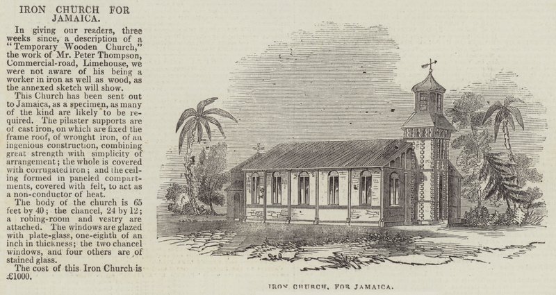 Jamaika için Demir Kilise (gravür) by English School