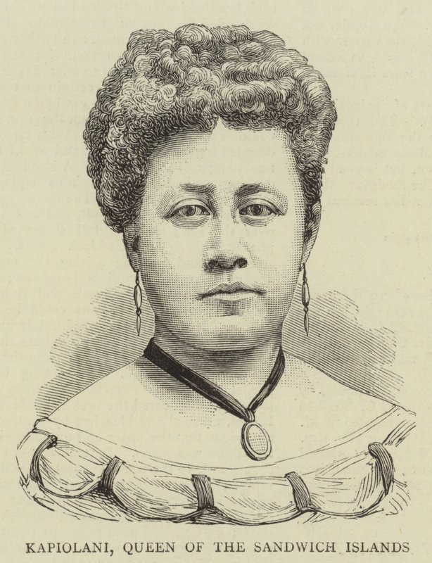 Kapiolani, Sandviç Adaları Kraliçesi (gravür) by English School