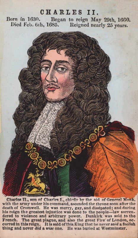 Kral II. Charles (renkli gravür) by English School