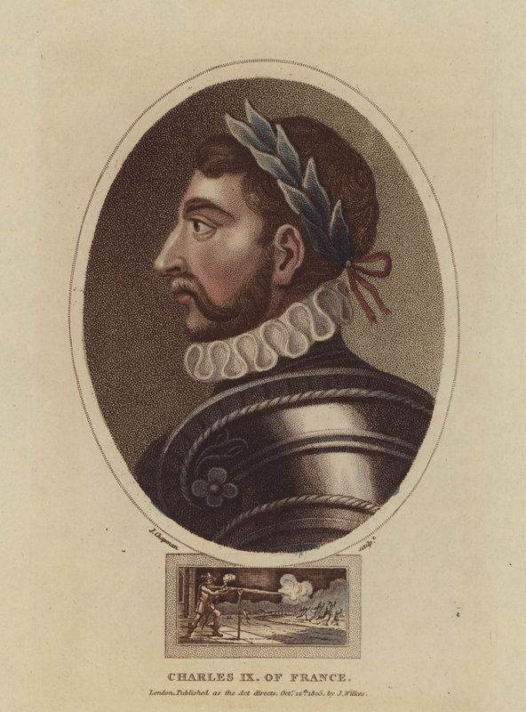 Fransa Kralı Charles IX (renkli gravür) by English School