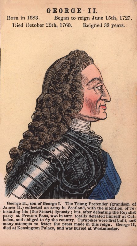 King George II (renkli gravür) by English School