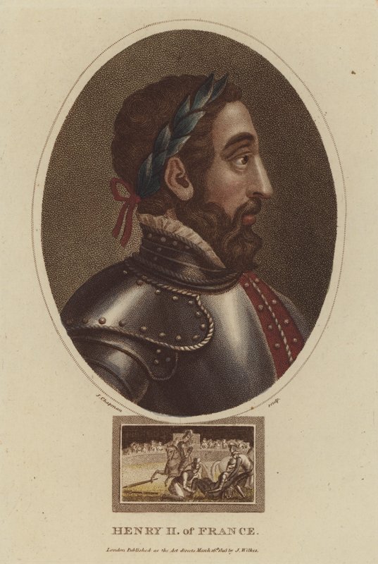 Fransa Kralı II. Henry (renkli gravür) by English School