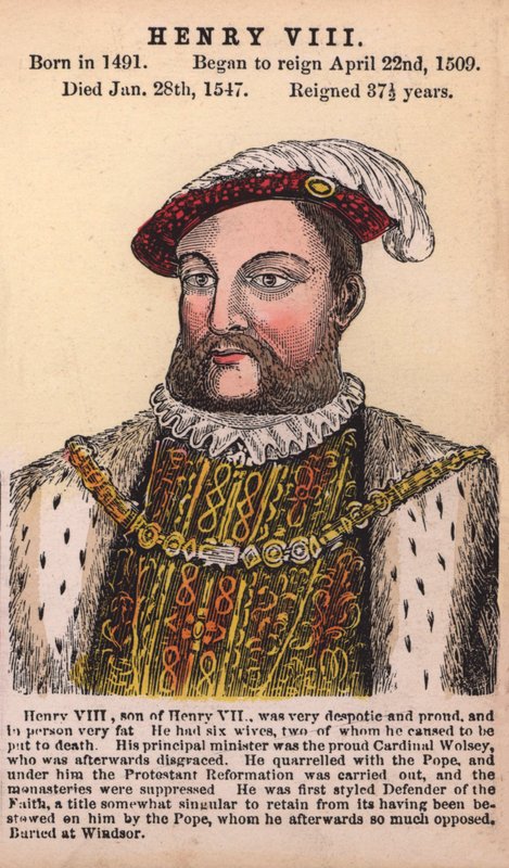 Kral Henry VIII (renkli gravür) by English School