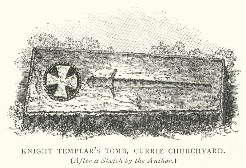Tapınak Şövalyesi Mezarı, Currie Churchyard (gravür) by English School