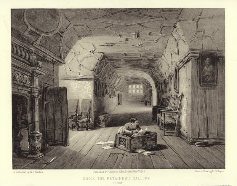 Knole, Hizmetliler Galerisi (lithotint) by English School