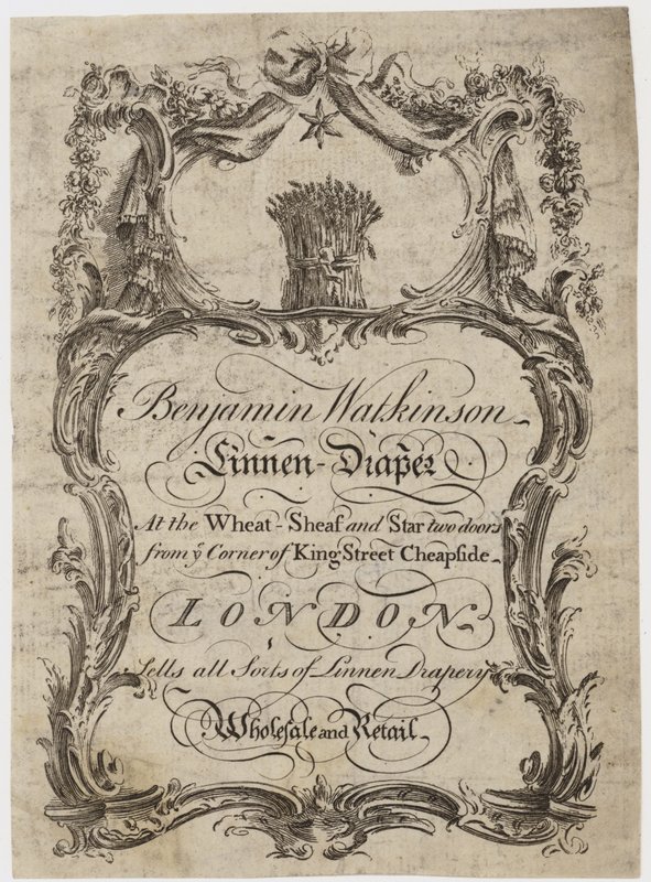 Keten Draper, Benjamin Watkinson, ticaret kartı. by English School