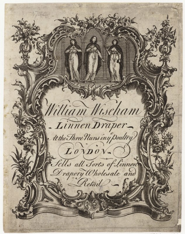 Keten Draper, William Wiseham, ticari kart by English School