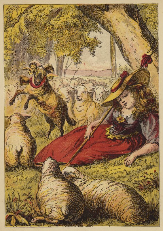 Küçük Bo-Peep (renkli gravür) by English School
