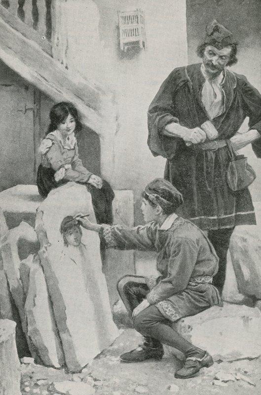 Küçük Michael bir portre çiziyor by English School