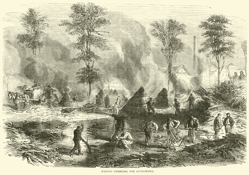 Barut için kömür yapımı, Ekim 1870 by English School