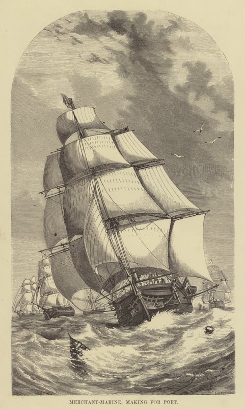 Tüccar-Denizcilik, liman yapmak (gravür) by English School