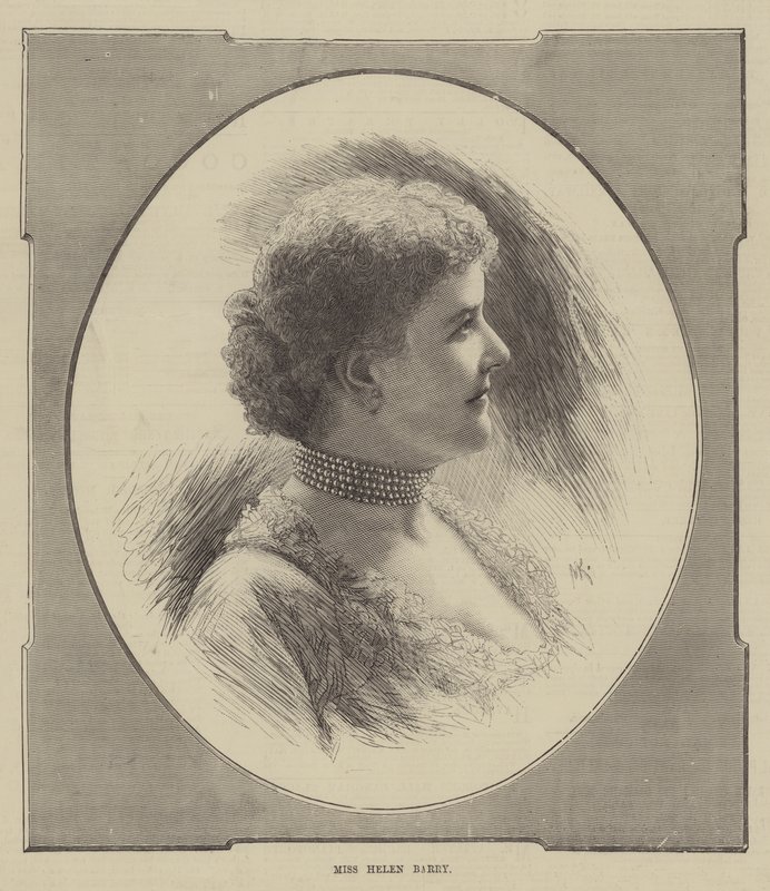 Bayan Helen Barry (gravür) by English School