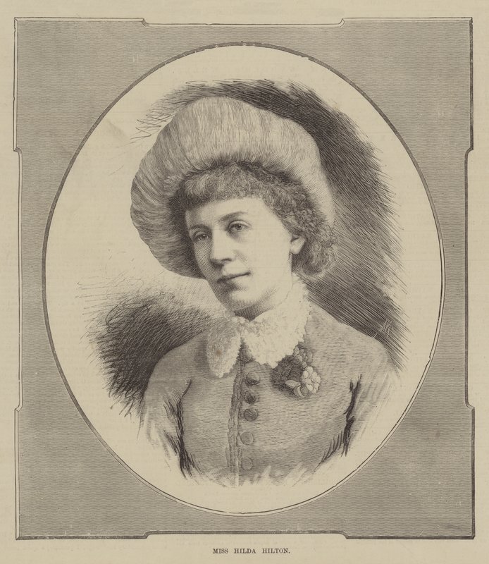 Bayan Hilda Hilton (gravür) by English School