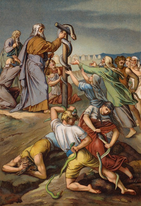 Musa ve küstah yılan (chromolitho) by English School