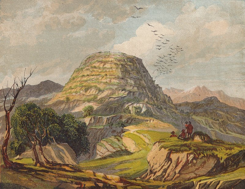 Tabor Dağı, Celile (renkli taşbaskı) by English School