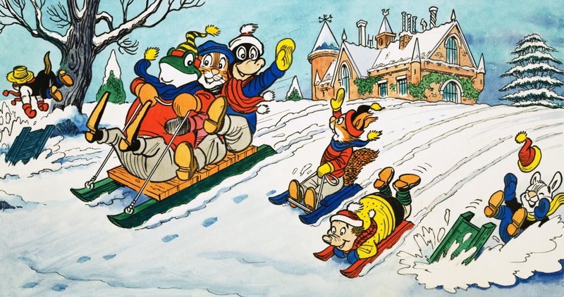 Bay Toad kızakla kayma by English School
