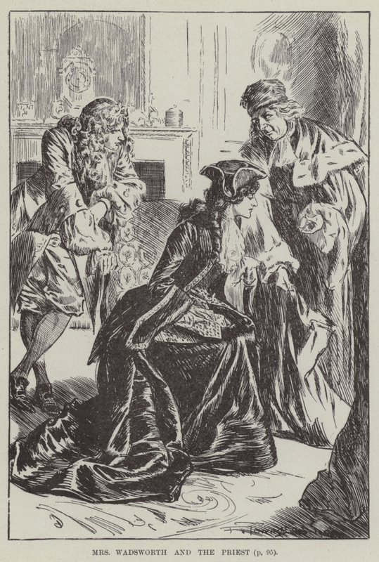 Bayan Wadsworth ve rahip (gravür) by English School