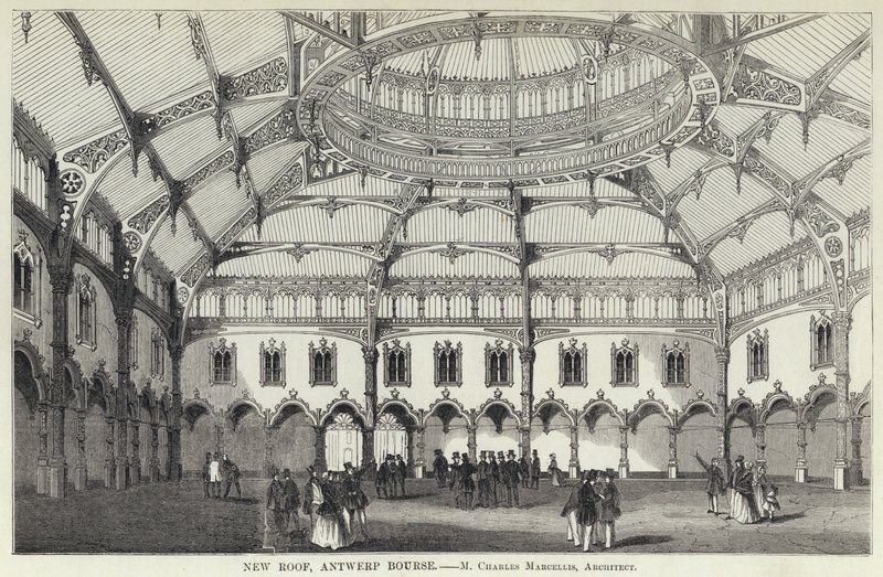 Yeni Çatı, Anvers Borsası (gravür) by English School