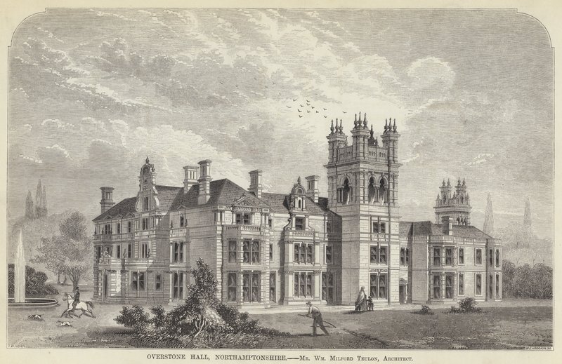 Overstone Hall, Northamptonshire (gravür) by English School