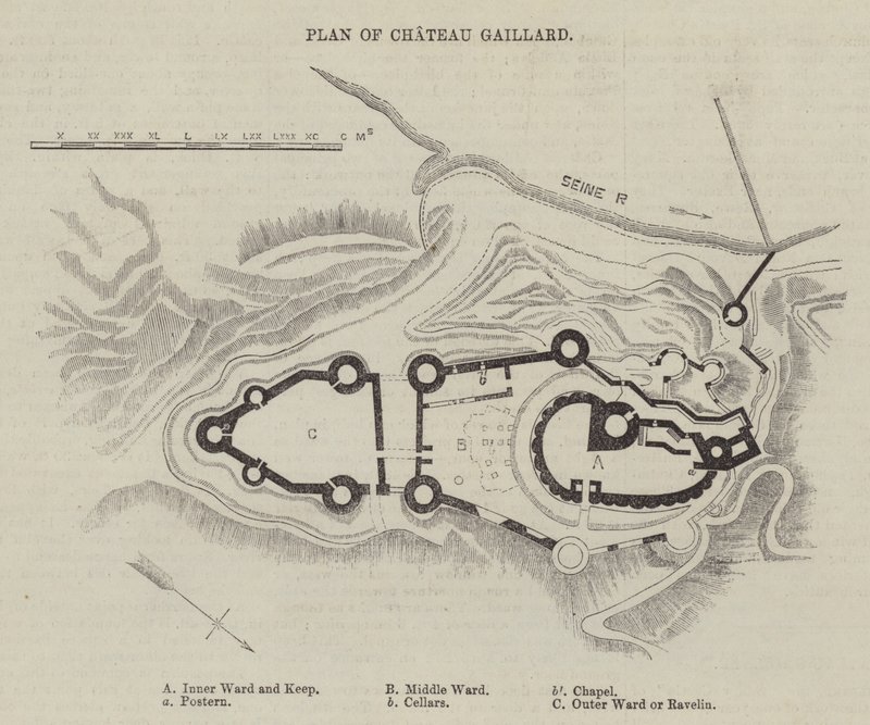 Chateau Gaillard Planı (gravür) by English School