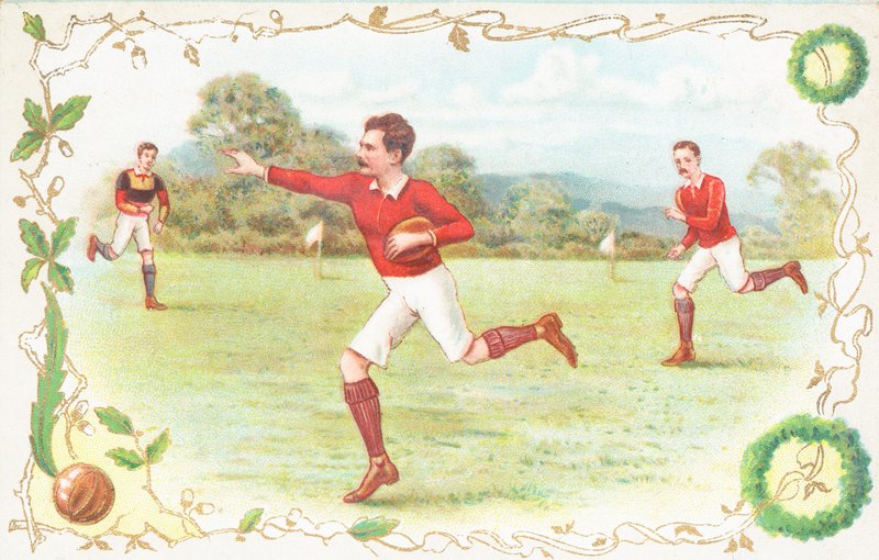 Ragbi oynayan erkeklerle kartpostal by English School