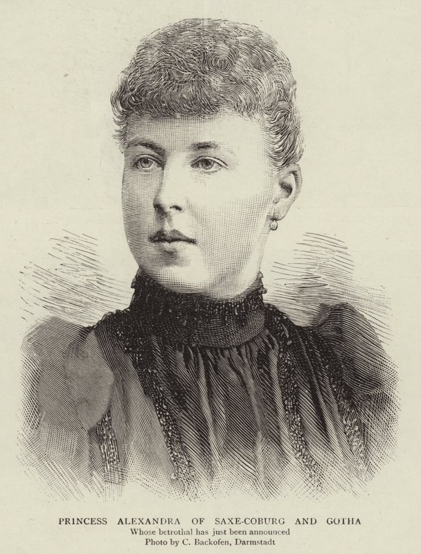 Saxe-Coburg ve Gotha Prensesi Alexandra (gravür) by English School
