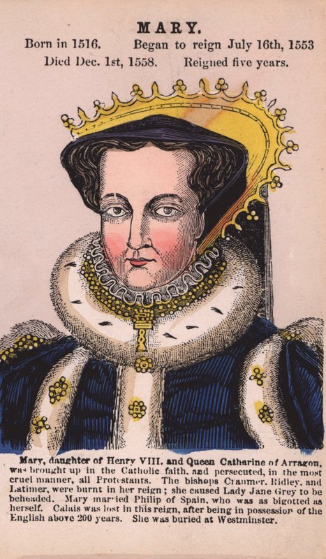Kraliçe Mary I (renkli gravür) by English School