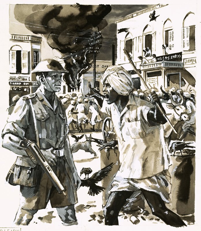 Riots during the era of Indian independence by English School