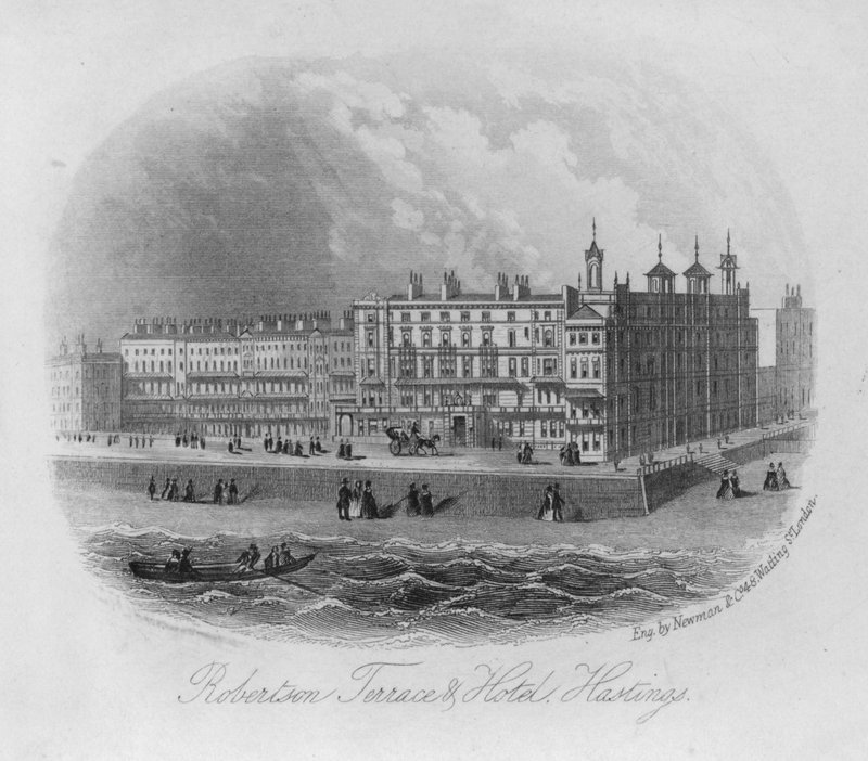 Robertson Teras ve Otel, Hastings (gravür) by English School