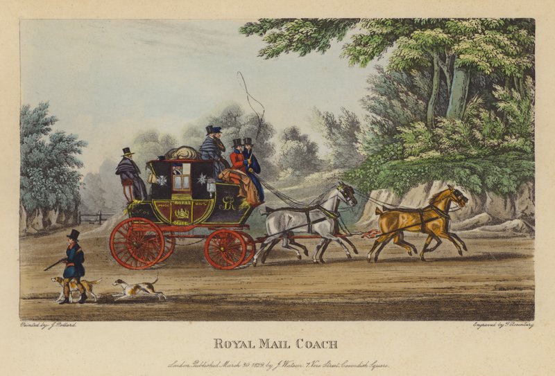 Royal Mail Coach (renkli gravür) by English School