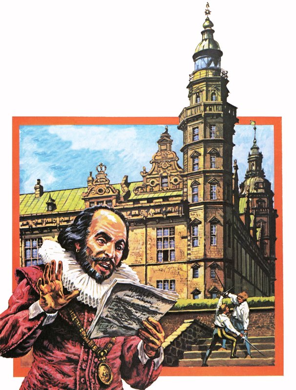 Shakespeare ve Elsinore kalesi by English School