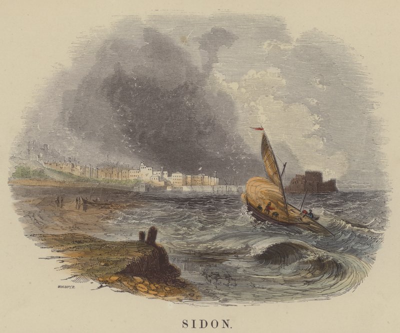 Sidon (renkli gravür) by English School