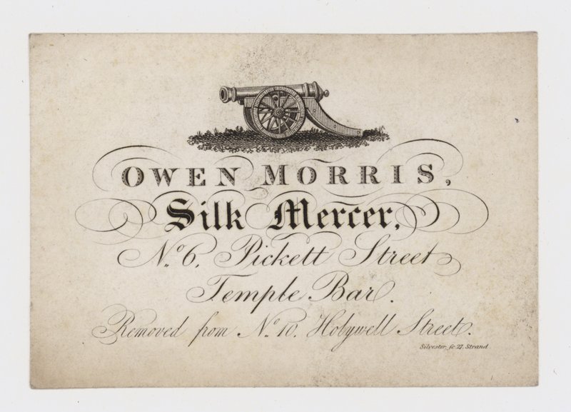Silk Mercer, Owen Morris, ticaret kartı by English School
