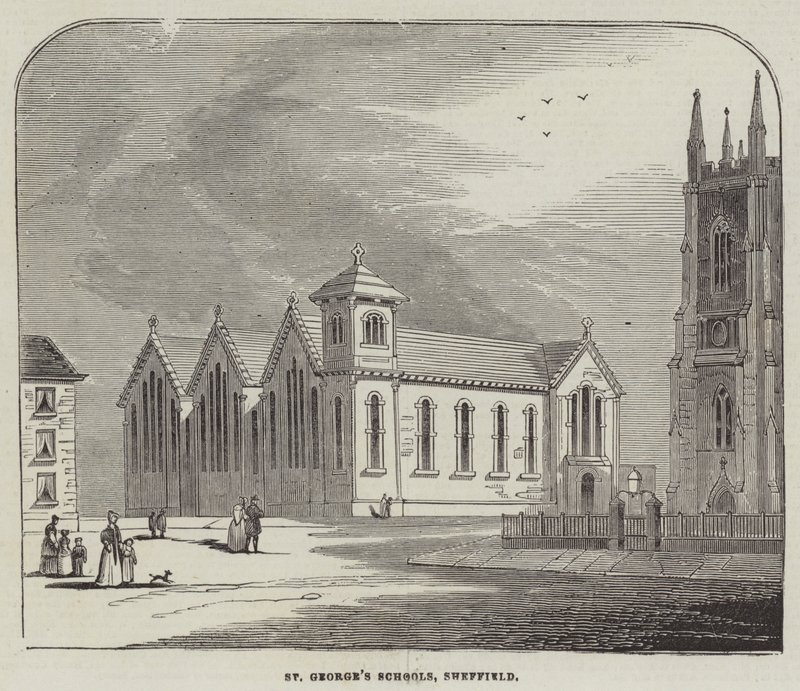 St George Okulları, Sheffield (gravür) by English School