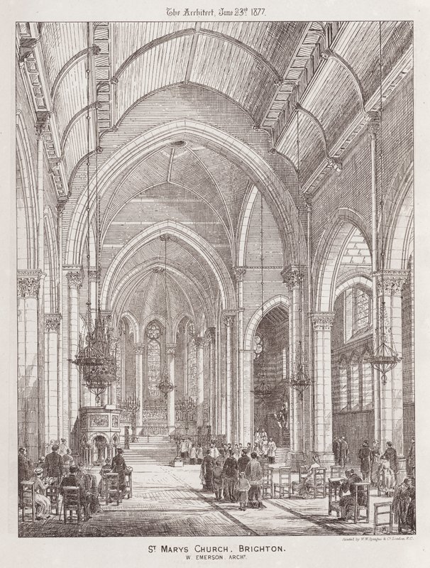 St Mary Kilisesi, Brighton (gravür) by English School