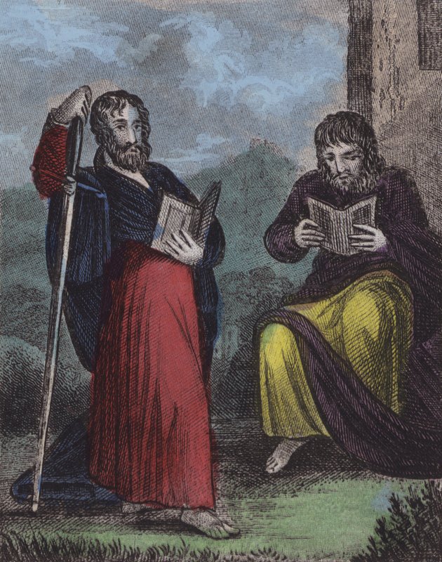St Paul, Timothy (renkli gravür) by English School