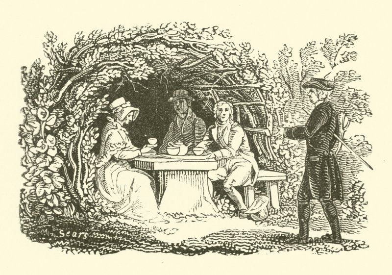 Bahçede çay içmek (tahta baskı) by English School
