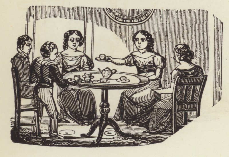Evde çay (gravür) by English School